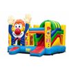 Multiplay Clown springkussen huren voorkant Vrolijk Multiplay Clown springkussen met glijbaan en speelelementen huren bij Happy Rent