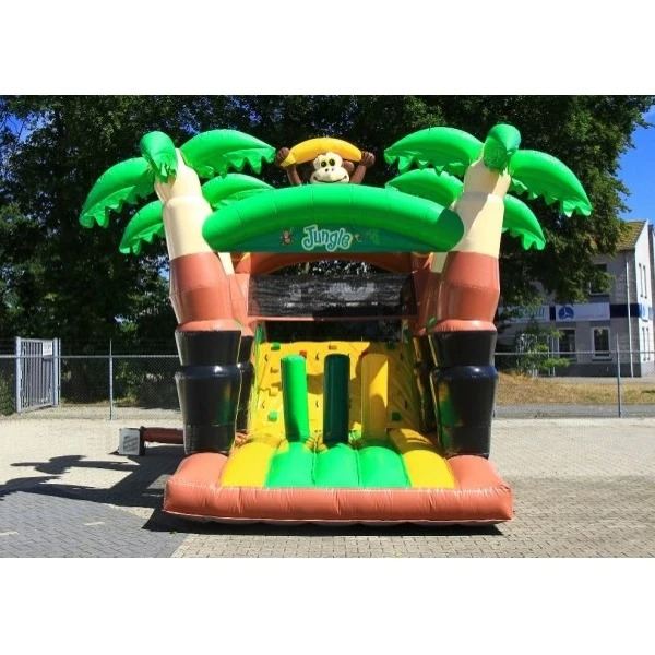 opblaasbare stormbaan Jungle 9m met tropische details en uitdagende obstakels