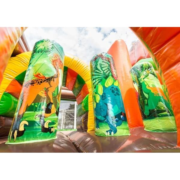 Springkussen Multiplay Dino voorkant met glijbaan in Noord-Holland