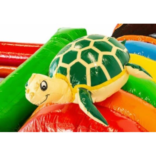 Multiplay Springkussen Hawaii huren bij Happy Rent Tropisch Multiplay Springkussen Hawaii met glijbaan huren bij Happy Rent â vrolijk springkussen voor kinderen en feesten