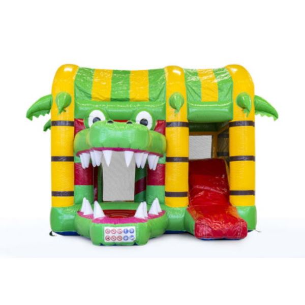 Multiplay Springkussen Krokodil met grote bek huren bij Happy Rent – vrolijk springplezier voor kinderen