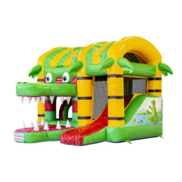 Multiplay Springkussen Krokodil met grote bek huren bij Happy Rent – vrolijk springplezier voor kinderen