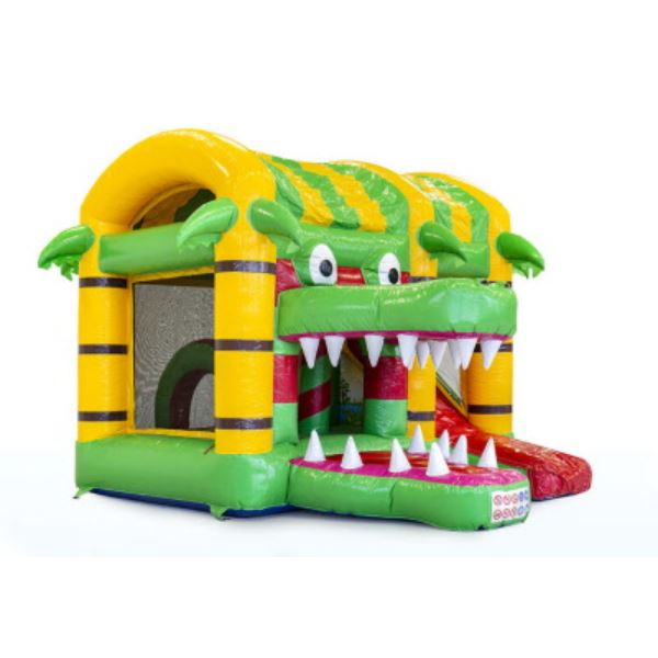 Multiplay Springkussen Krokodil met grote bek huren bij Happy Rent – vrolijk springplezier voor kinderen