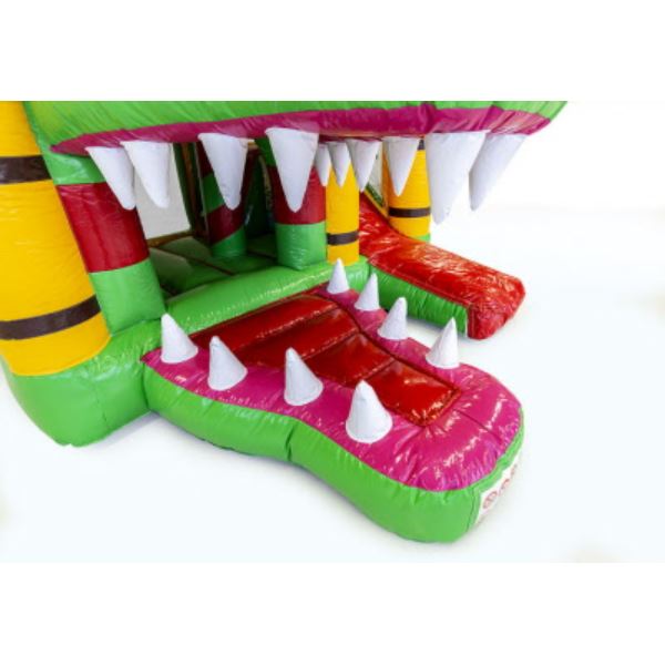 Multiplay Springkussen Krokodil met grote bek huren bij Happy Rent – vrolijk springplezier voor kinderen