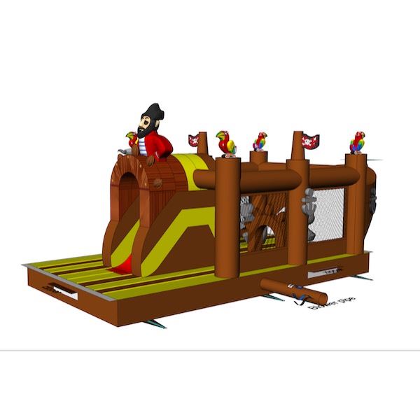 Stormbaan Piraat Deel 4 huren bij Happy Rent Stoere opblaasbare Stormbaan Piraat Deel 4 met glijbaan en obstakels β ideaal voor sportdagen en zeskampen