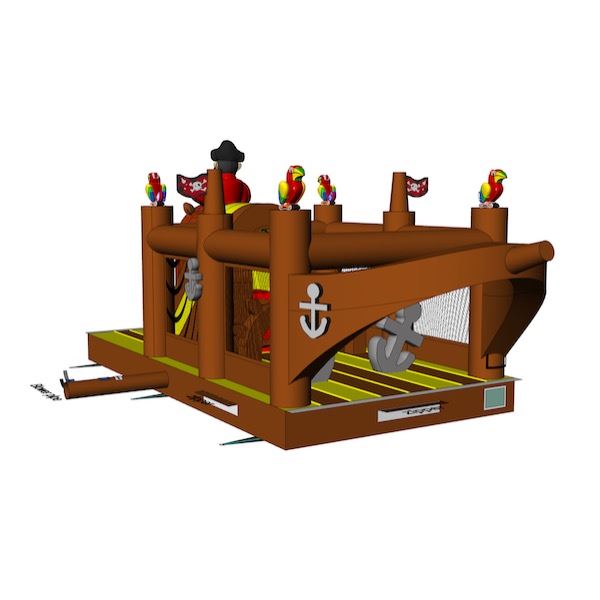 Stormbaan Piraat Deel 4 huren bij Happy Rent Stoere opblaasbare Stormbaan Piraat Deel 4 met glijbaan en obstakels β ideaal voor sportdagen en zeskampen