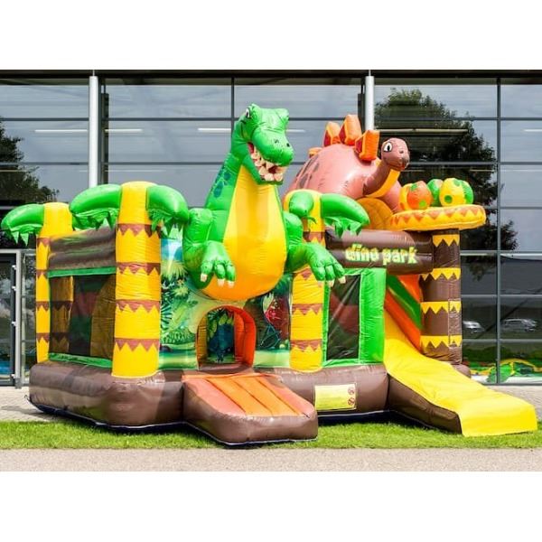 Springkussen Multiplay Dino voorkant met glijbaan in Noord-Holland