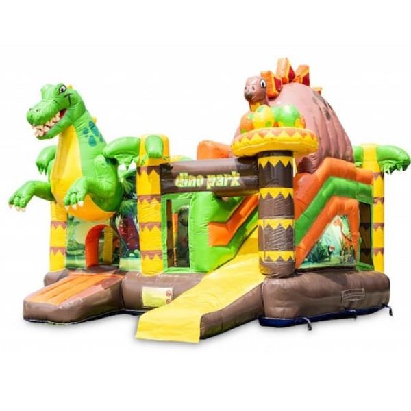 Springkussen Multiplay Dino voorkant met glijbaan in Noord-Holland