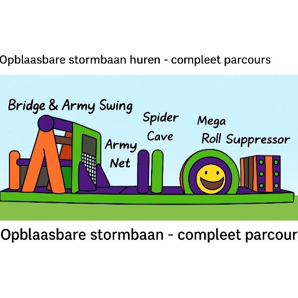 opblaasbare stormbaan vol hindernissen